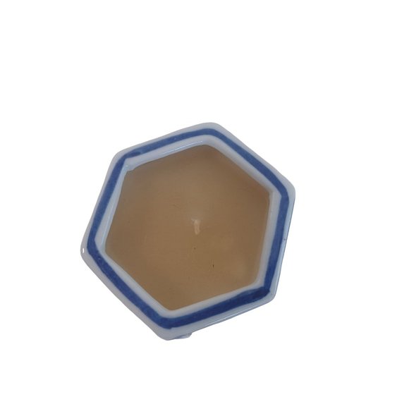 Vintage Delft Blue Porcelain Oriental Hand Painted Trinket Dish w Candle 2 x2.5" - Picture 4 of 5